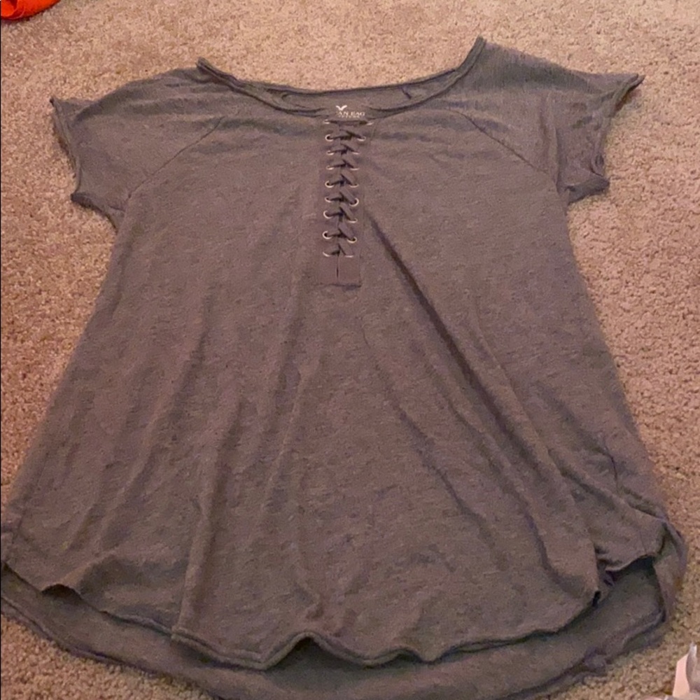 American Eagle Grey Corset Tee